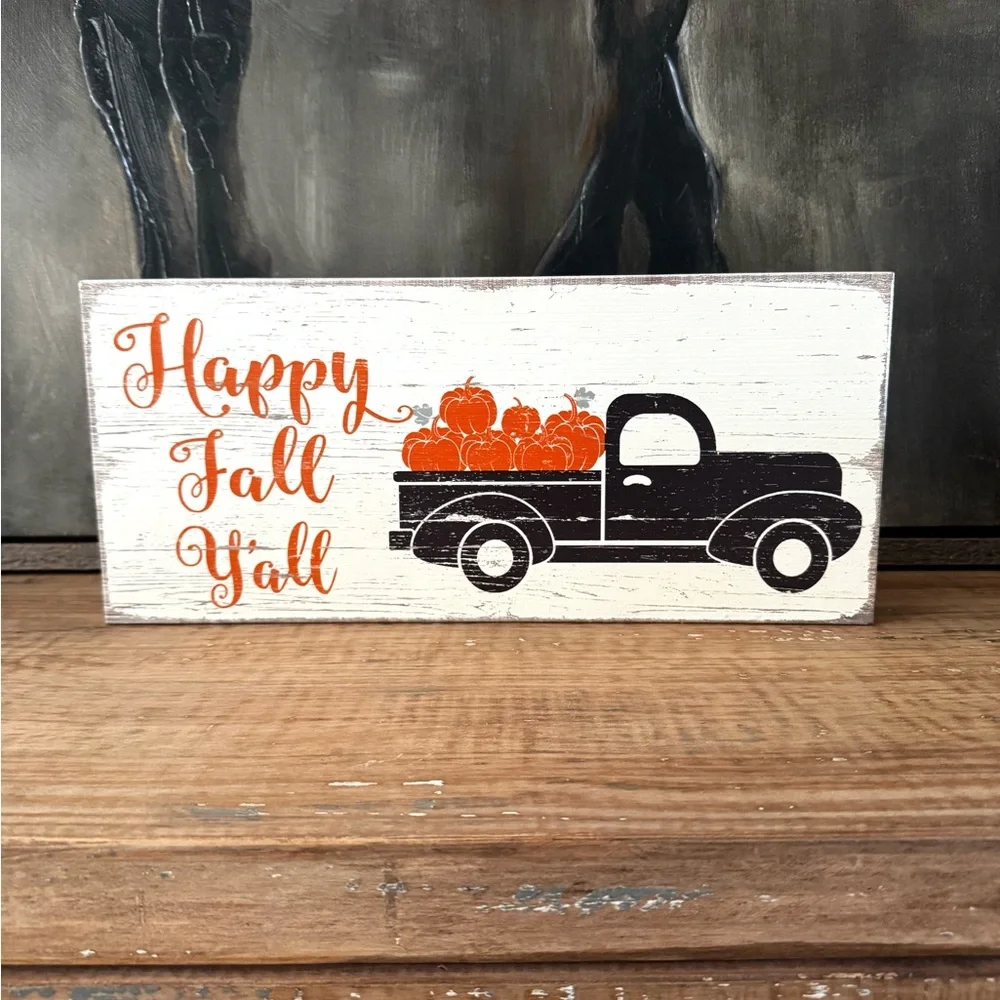 Decorative Fall Wood Sign Tabletop Happy Fall Y’all